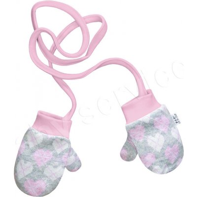 Baby Service Dvouvrstvé rukavičky pro novorozence s palečkem a šňůrkou Srdíčka – Hledejceny.cz