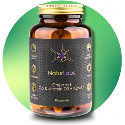 NaturLabs Vápník chelátotvý + D3 + K2 MK7 90 kapslí – Hledejceny.cz