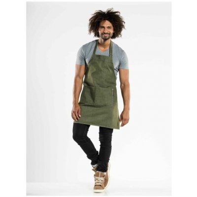 Chaud Devant Kuchářská zástěra s náprsenkou Base Green Denim Green zelená – Hledejceny.cz