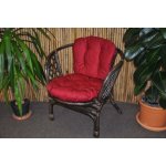 Ratanové křeslo Bahama hnědé polstr vínový – Sleviste.cz