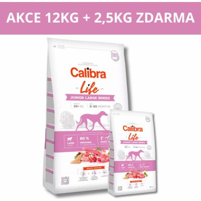 Calibra Dog Life Junior Large Breed Lamb 12kg + 2,5kg ZDARMA