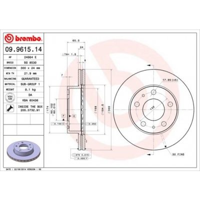 Brzdový kotouč BREMBO 09.9615.14 (09961514)