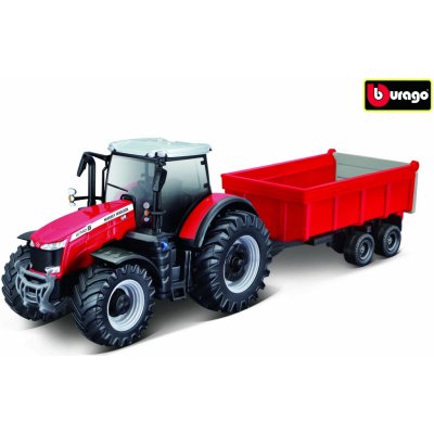 Bburago Farm Traktor Massey FERGUSSON 8740S s vlečkou 1:50