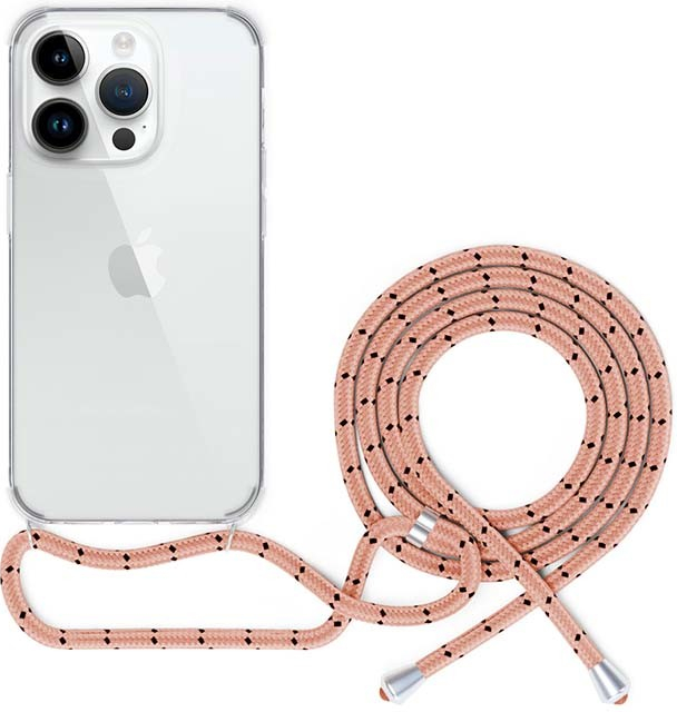 Pouzdro Epico transparentní se šňůrkou iPhone 14 Pro - růžové