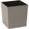 Květináč a truhlík Lamela Juka Eco wood rattan šedá 300x300x305 mm