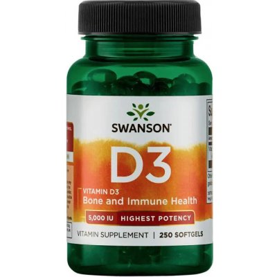 Swanson Vitamin D3 5000 IU Vyšší účinnost 250 softgel kapslí