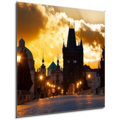 Obraz 1D - 50 x 50 cm - sunrise over Prague - look from Charles (Karluv) bridge východ slunce nad Prahou