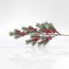 Vánoční dekorace Eurolamp vánoční dekorace zelená větev se třpytkami a bobulemi 68 cm 1 ks