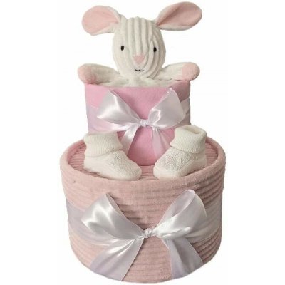 Brumlík dvoupatrový plenkový dort Bílorůžový zajíček – Zbozi.Blesk.cz