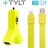 2v1 nabíjecí sada TYLT pro Apple zařízení - autonabíječka 2x USB (2.1A) + MFi kabel Lightning - zelená