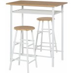 HOMCOM Barový set 3-dílný jídelní stůl se 2 barovými židlemi, ocel bílá/dub 80x50x90 cm – Zbozi.Blesk.cz