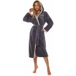 L&L Elegantní teplý dámský župan Tess dlouhý Tmavě šedá – Zboží Dáma