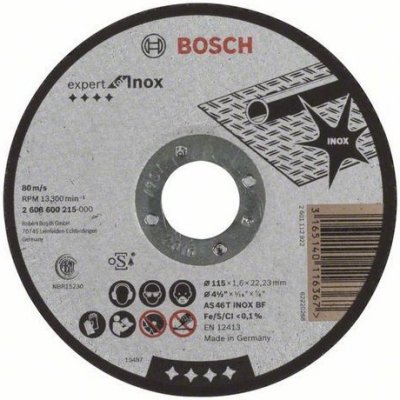 Bosch - Řezný kotouč rovný Expert for Inox AS 46 T INOX BF, 115 mm, 1,6 mm, 25 BAL – Zboží Mobilmania