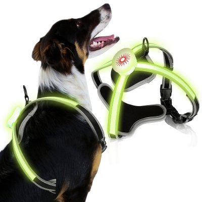 Jopassy Psí postroje LED nastavitelný postroj pro štěňata Prodyšný hrudní postroj pro psy