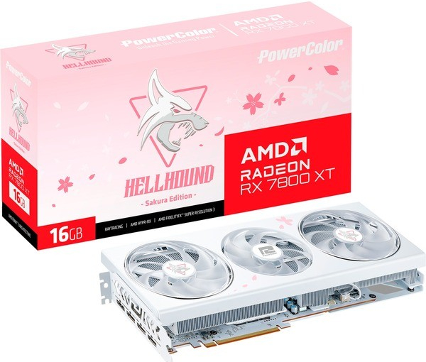 PowerColor Radeon RX 7800 XT Hellhound Sakura White OC 16GB GDDR6 RX7800XT 16G-L/OC/SAKURA