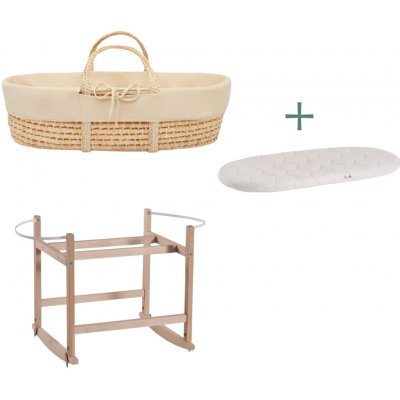 Ahojbaby sada Mojžíšův košík pro miminko Corn s houpacím stojanem natural, béžovým potahem – Zbozi.Blesk.cz