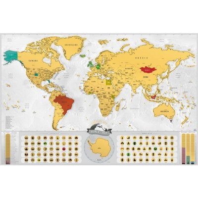 Stírací mapa světa EN - blanc gold XXL – Zboží Dáma