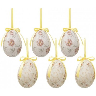 Clayre & Eef dekorace béžové závěsné vajíčko s květy Spring Egg - Ø 7*10 cm 6ks – Hledejceny.cz