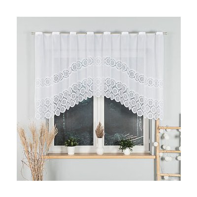 Dekorační oblouková krátká záclona na žabky nebo garnýž MARIA 120 bílá 250x120 cm MyBestHome – Hledejceny.cz