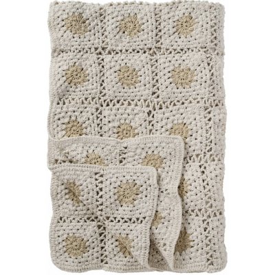 Ib Laursen Ručně háčkovaný přehoz Flowers 130 × 170 cm, béžová barva, textil – Sleviste.cz