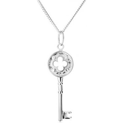 Šperky eshop třpytivý klíček s výřezem ve tvaru květu stříbro V5.2