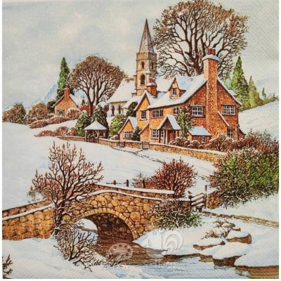 Ubrousek na decoupage vzor 3303 zima domečky krajina – Hledejceny.cz