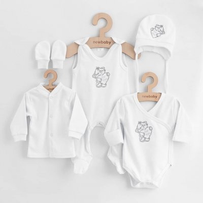 New Baby 5-dílná kojenecká soupravička do porodnice Classic bílá 100% bavlna