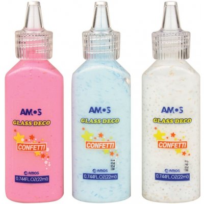Amos Barva na sklo 22 ml s konfetami jednotlivé 6 odstínů RŮŽOVÁ – Zboží Dáma