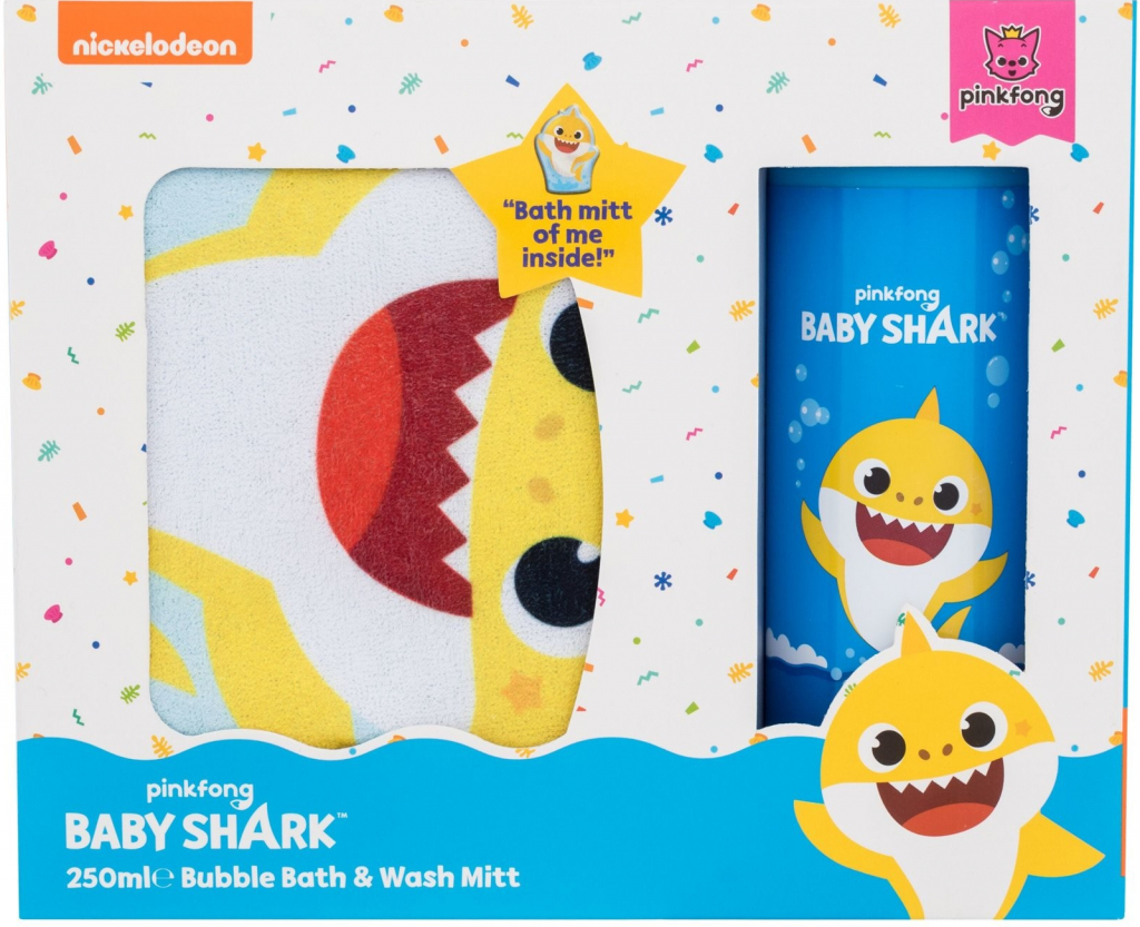 Pinkfong Baby Shark pěna do koupele 250 ml + mycí rukavice pro děti dárková sada