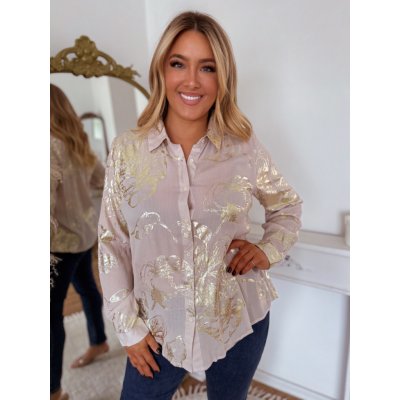 Zazza Krémová košile se zlatými květy – Zboží Dáma