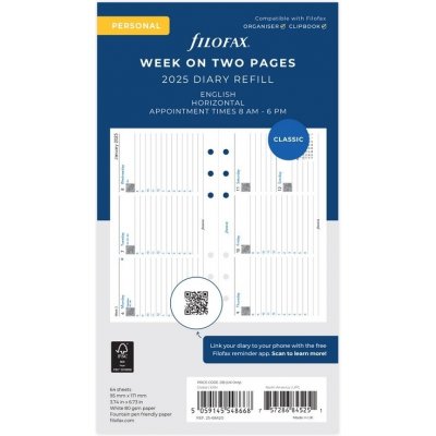 Filofax Týdenní kalendář 2025, týden/ 2 strany, Aj horizontální, náplň osobních diářů A6 – Zbozi.Blesk.cz