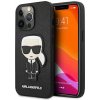 Pouzdro a kryt na mobilní telefon Apple Karl Lagerfeld iPhone 13 Pro Saffiano Ikonik Karl`s Patch černé