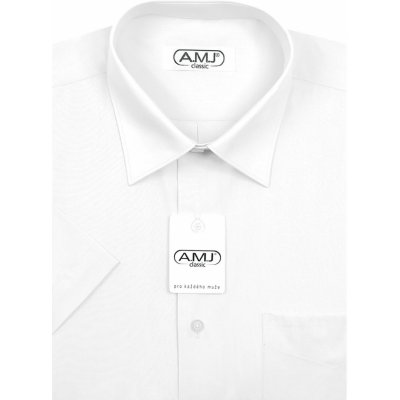 AMJ pánská jednobarevná košile krátký rukáv slim fit bílá JKS018