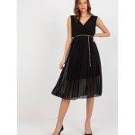 Plisované midi šaty s řetízkovým páskem DHJ-SK-13168.21X black – Hledejceny.cz