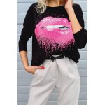 Pink Lips s dlouhým rukávem Černá – Zboží Mobilmania