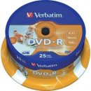 Médium pro vypalování Verbatim DVD-R 4,7GB 16x, AZO, printable, spindle, 25ks (43538)