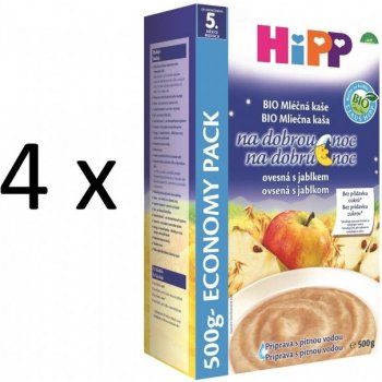 HiPP BIO Dobrou noc Mléčnoobilná ovesná s jablkem 4 x 500 g