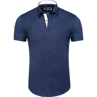 Carisma pánská košile krátký rukáv slim fit 9102 tmavě modrá – Zboží Dáma