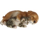 Zvířátka a postavy OUTDOOR TRUE TO NATURE Spící Labrador štěně&kotě, š. 18,1 cm (DOPRODEJ)|Esschert Design – Zboží Dáma