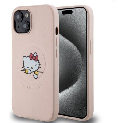 Hello Kitty PU Kitty Asleep Logo MagSafe pre Apple iPhone 15, růžové – Zboží Mobilmania