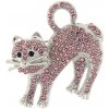Brož Biju brož kočka s broušenými kamínky růžová 9001696-2
