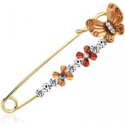 Amparo Miranda brož se spínacím špendlíkem motýlek AR301 hnědý – Zboží Dáma