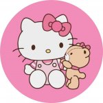 1x Hello Kitty – s plyšovým medvídkem v růžové – jedlý papír na dort – Hledejceny.cz