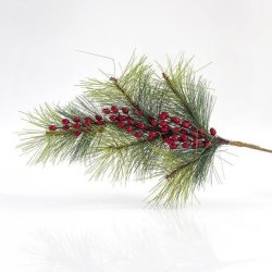 Eurolamp vánoční dekorace větvička borovice s bobulemi 76 cm 1 ks