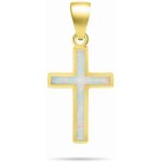 Brilio Silver Pozlacený přívěsek Křížek s bílým syntetickým opálem PT141Y – Hledejceny.cz