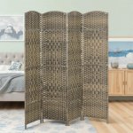 HOMCOM Paraván 4-dílný 180 x 180 cm tmavý dub – Sleviste.cz