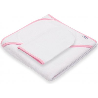 New Baby Dětská froté osuška s kapucí BASIC 80x80 bílo-růžová – Zboží Dáma