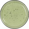 Talíř Zelený keramický talíř s kaňkami Printemps 22 x 3 cm