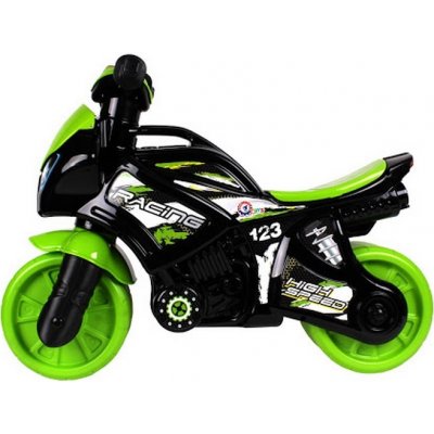 Teddies - Odrážedlo motorka zeleno-černá plast na baterie se světlem se zvukem v sáčku