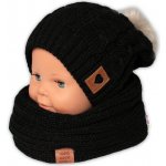 Baby Nellys Zimní pletená čepice s bambulí komínek černá – Zboží Dáma Baby Nellys Zimní pletená čepice s bambulí komínek černá – Zboží Dáma